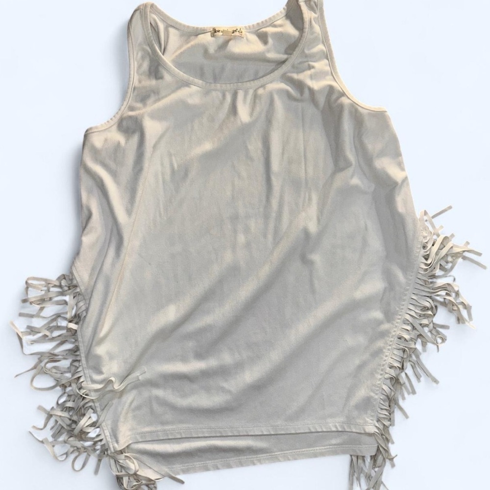 Love on a Hanger White Tank with Fringe